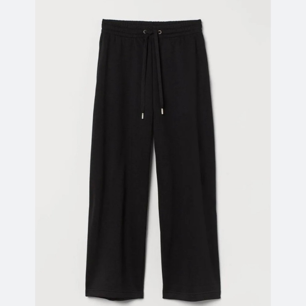 H&M High Waisted Ankle Length Joggers Black - Wide Leg